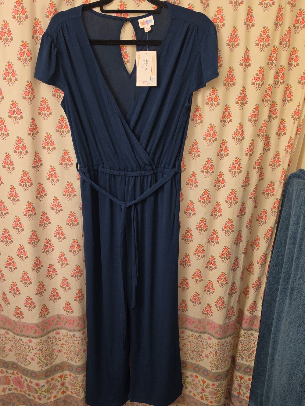 LuLaRoe Navy Blue Wrap Midi Jumpsuit